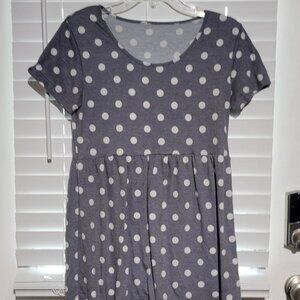 Heather Gray with White Polka Dots Top - Size M